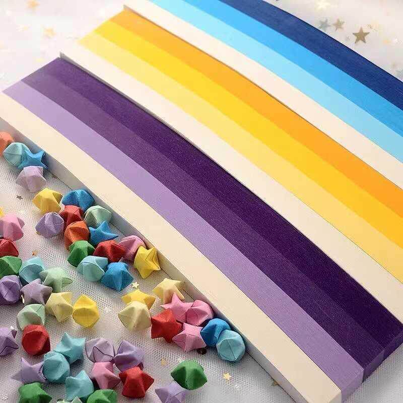 Star Origami Gradient Luminous Lucky Star Paper Five-pointed - 实物图