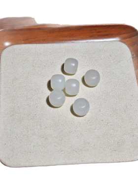 *珠老真配和田玉珠宝饰品羊脂切7可证料高档俄珠8mm型白玉珠直散