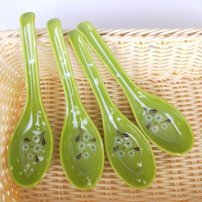 Green Spoon for Restaurant Dining - Melamine Green Spoon wit