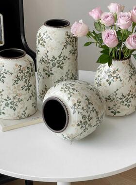 繁花复古陶瓷花瓶摆件客厅水培插花创意感田园风装饰品新中式