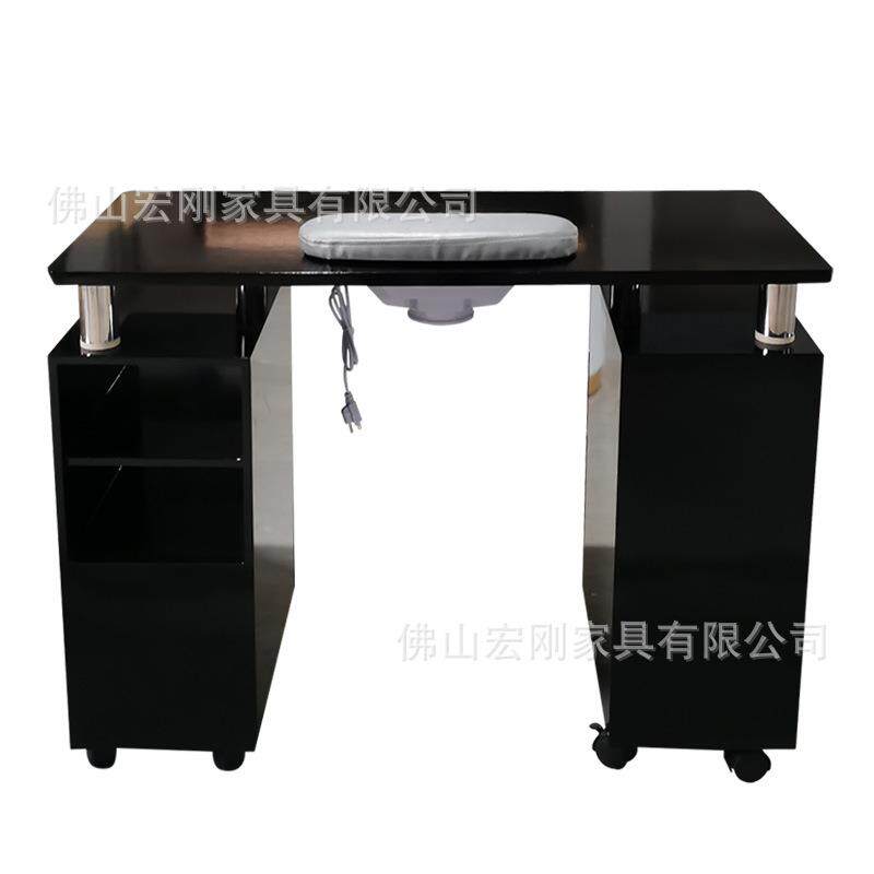 现代日式美甲桌子单人双人三人实木烤漆台凹槽吸尘器简约白色桌柜