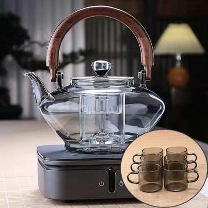 轻奢耐热加厚高硼硅玻璃茶壶家用蒸煮两用电陶炉大容量