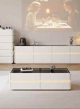 鹏音伴纯实木高款落地电视 柜 茶几组合简约现代客厅小户型地 柜 高级感60cm摆件饰品