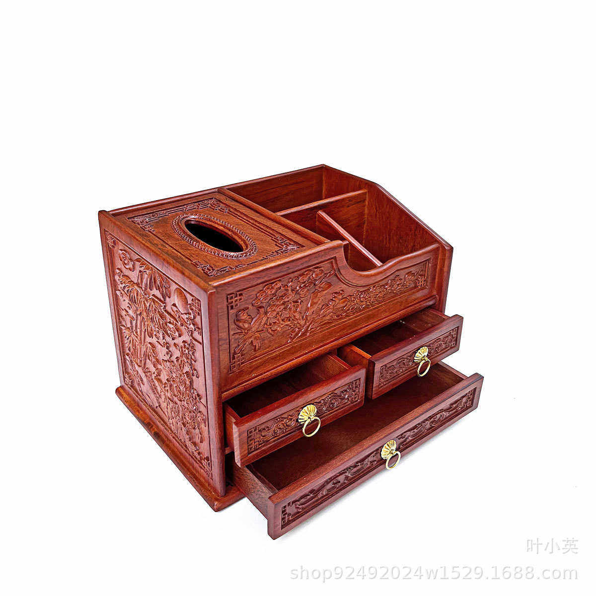 家用遥控器盒纸盒抽纸巾花梨木四面客厅多功能实木雕花收纳盒茶几,家居饰品,装饰纸巾盒,淘宝优惠券,粉丝福利购,淘宝优惠卷