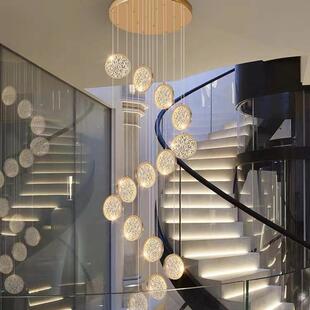 现代轻奢北欧梯旋转复式 别540墅客厅吧圆台床头 楼灯意简约饼创款
