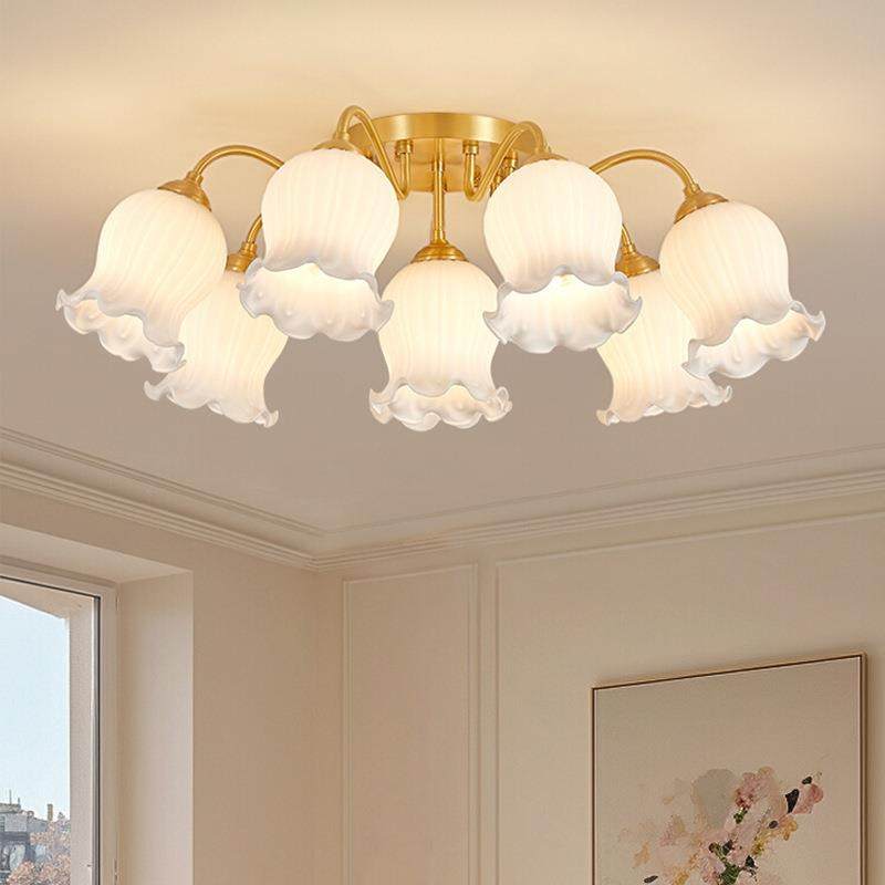 全铜法式奶油风客厅灯大厅主灯现代简约美式大气卧室房间吸顶灯