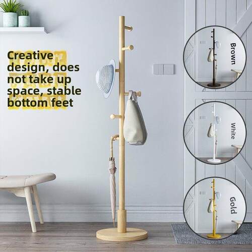 Big coat rack stand clothes holder hat hanger wooden cloth