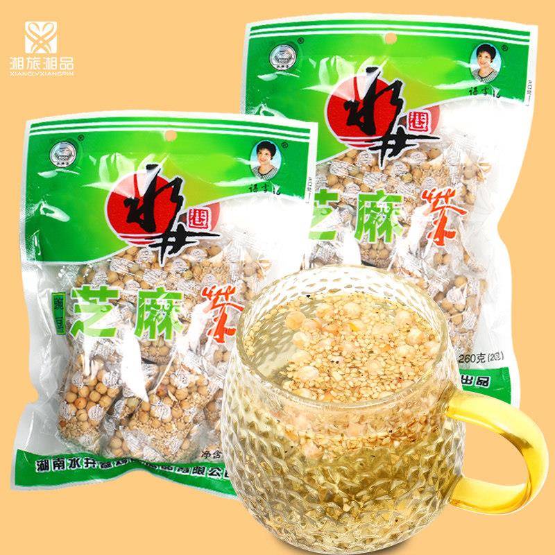 湖南益阳特色菜水井香豌豆芝麻豆茶咸姜盐大豆粳稻茶代餐招待正宗