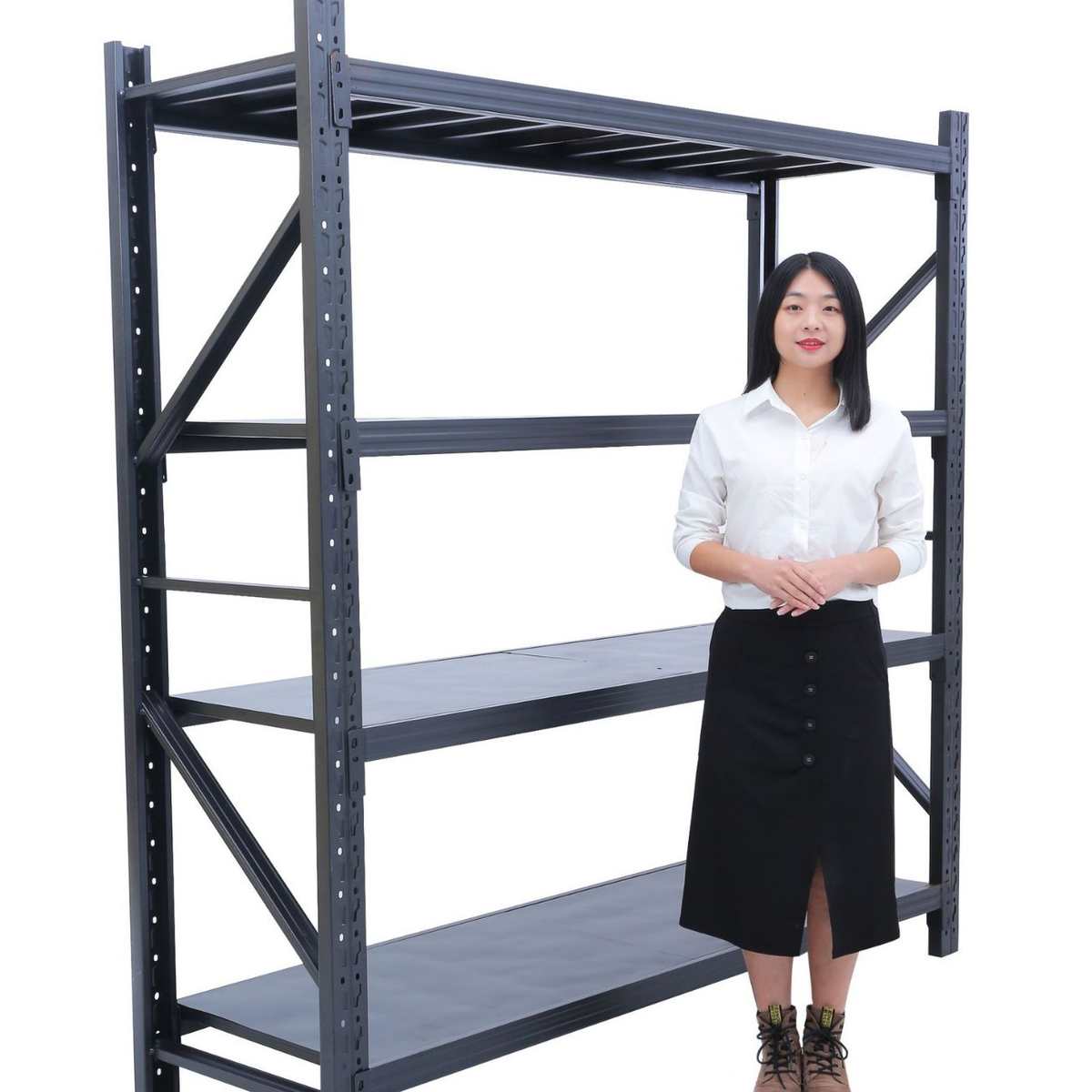仓储货架置物架五金仓库储物架轻重型多层储货架家用铁架磨砂黑色