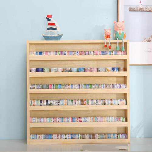 EU89木质和纸胶带 柜展示收纳盒四层 五层墨水颜料架手帐分装