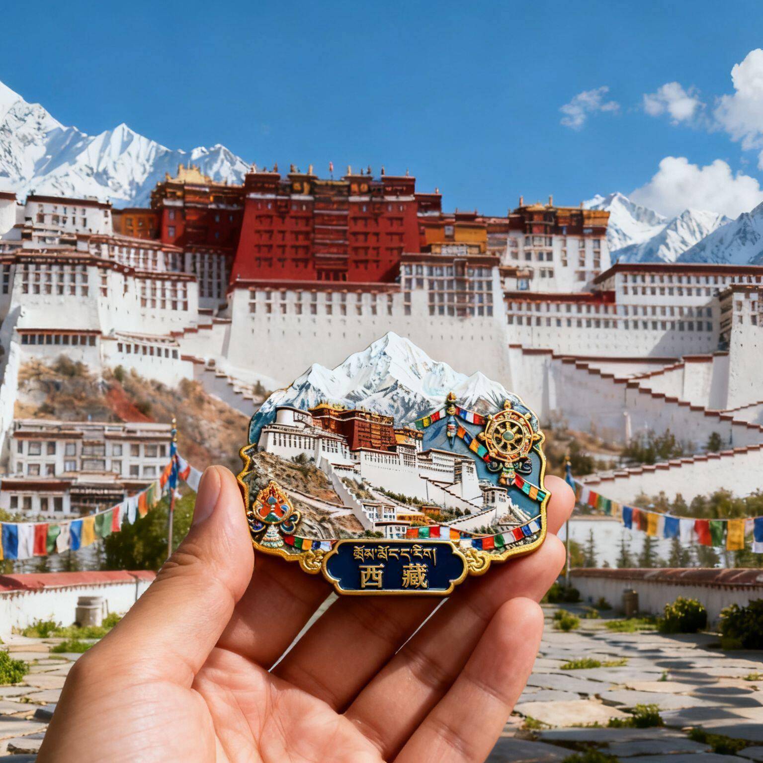 西藏拉萨布达拉宫文创金属冰箱贴珠穆朗玛峰冈仁波齐旅游收藏礼品