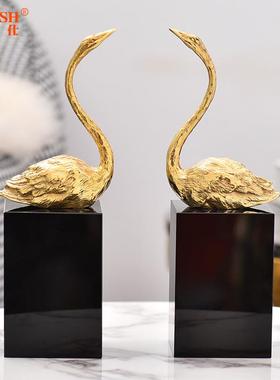 高档意礼品新古样品典全创铜天鹅摆件书档家居饰客厅板间书房摆设