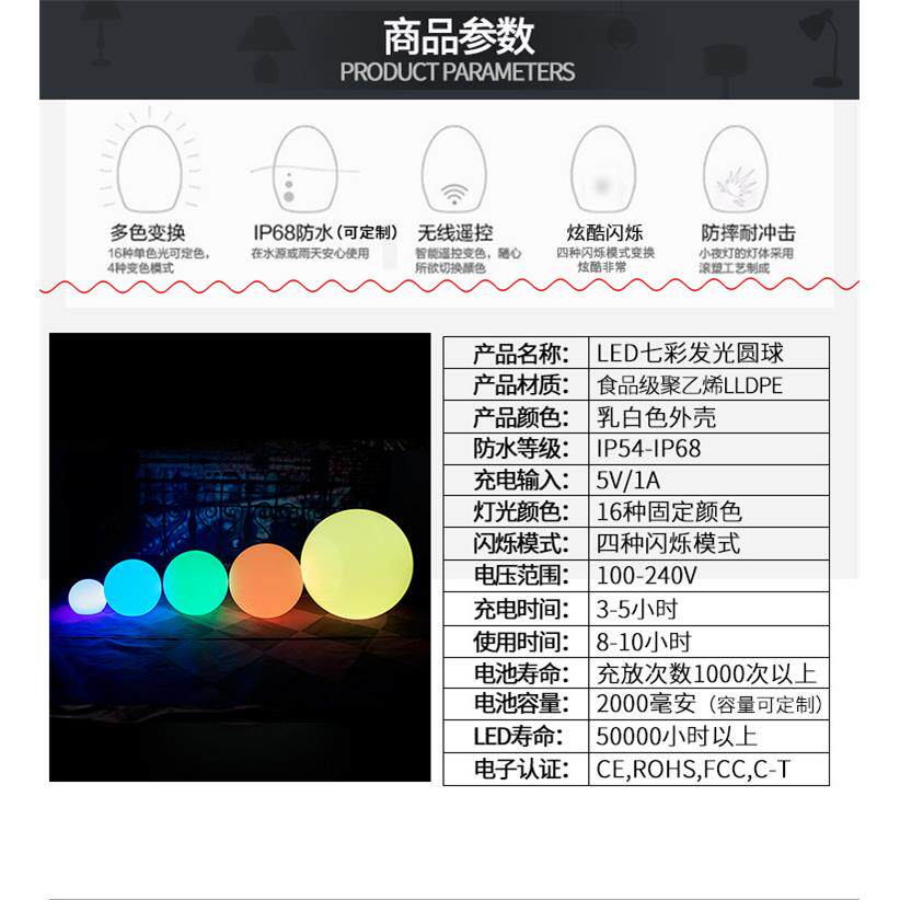 圣诞装饰led发圆球DSG户外池球装饰ip6光8防水灯太阳能泳夜光球