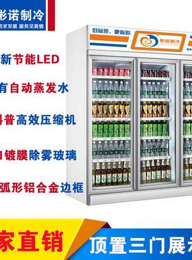 三门冷藏展示柜可调节层架竖式LED高亮灯