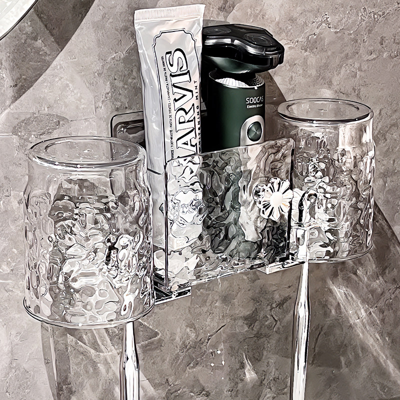 德国吸盘牙刷架置物架免打孔壁挂式浴室漱口杯牙刷杯电动牙刷架子