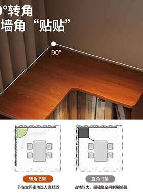 中古风转角HVI书架落置物架窄柜缝三角书柜一体地靠角墙拐角柜子