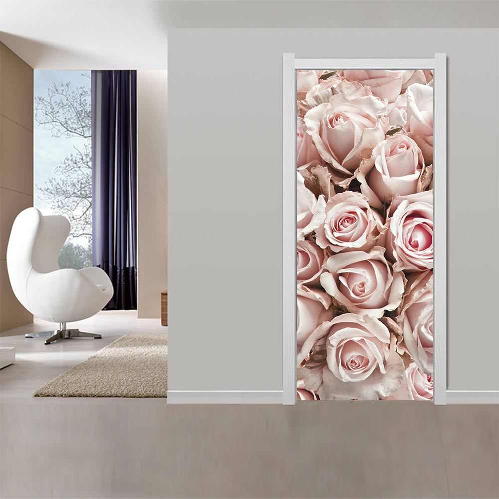 卧室贴墙创门粘玫瑰现代巨  客厅pvc3d贴贴纸自装饰货源粉色