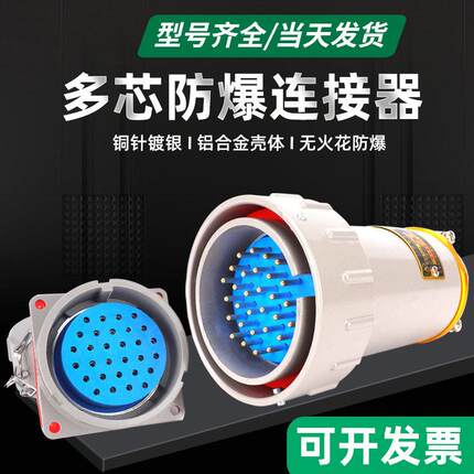 多芯防爆插头插座6 7 10 11 14 20 30芯无火花型连接器航空插销件