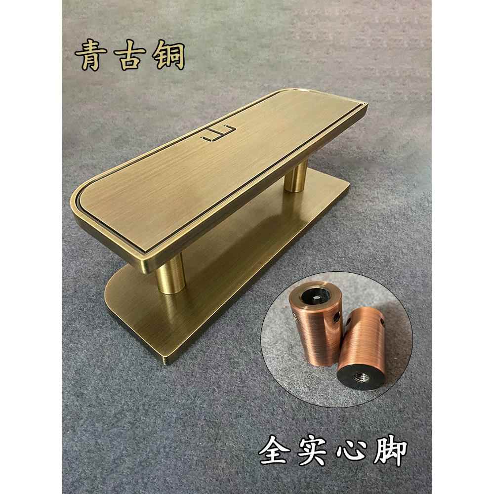 新中式彷古铜大门把手玻璃门拉手木门有框门个性LOGO实心脚座方形