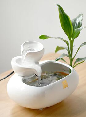 陶瓷创意循环流水办公室桌面装饰品茶几喷泉鱼缸玄关摆件开业礼物