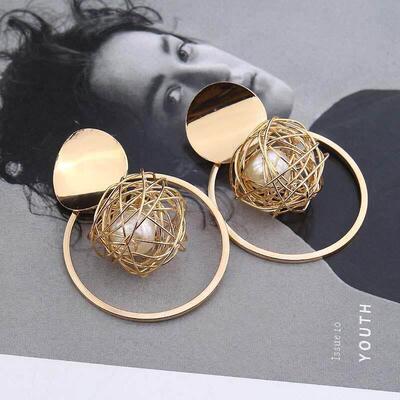 Metal Round Geometric Earrings Pendant Earrings圆形几何耳环