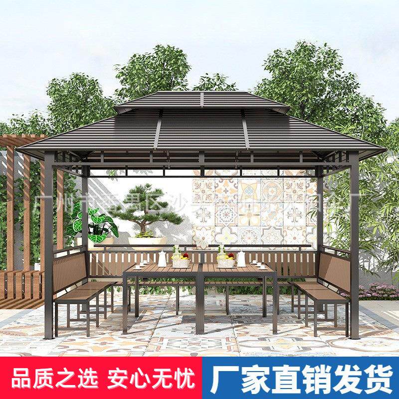阳光户外庭院双层凉亭室外遮阳帐篷别墅休闲四角花园天台亭子防雨