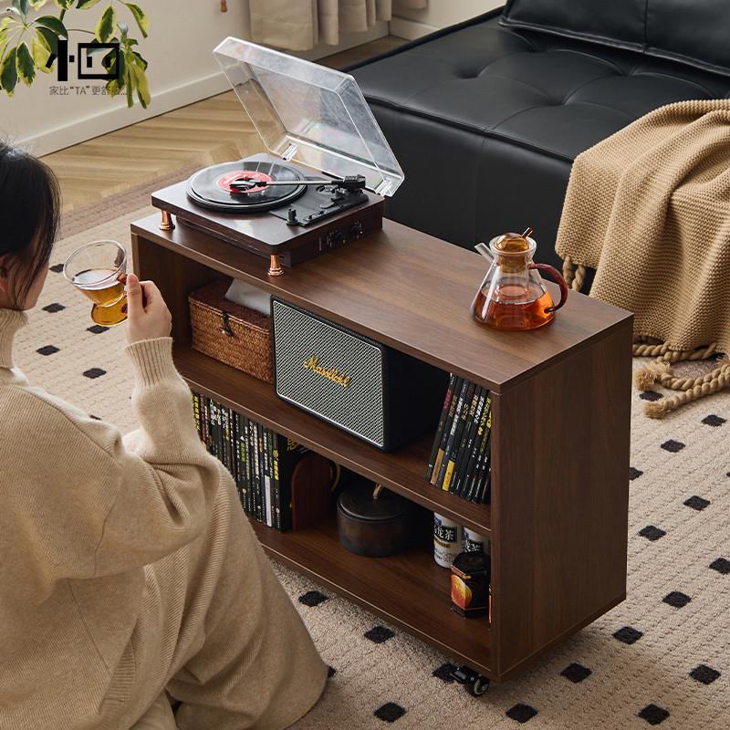复古茶几多功能方形收纳小户型储物柜客厅沙发边几美式卧室可移动