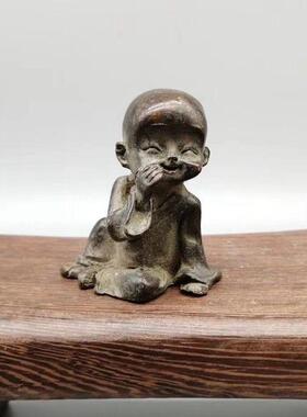仿古做旧铜器实心小和尚悄悄话摆件 家居金属古玩工艺礼品装饰品