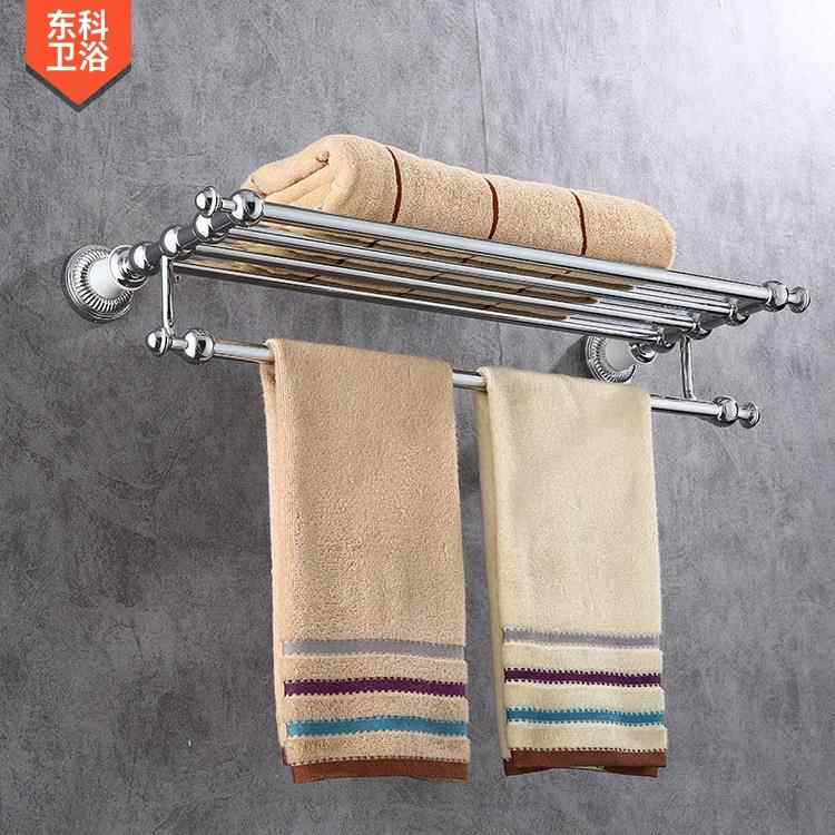 欧式仿古银色双层浴巾架 多功能毛巾架美式复古浴室挂件