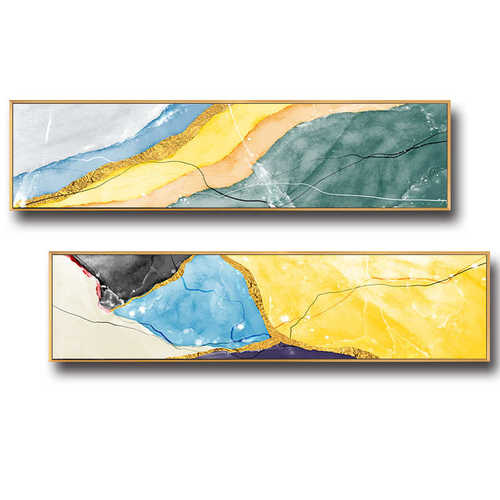 卧室床头装饰画现代简约抽象横版客厅壁画北欧风格沙发背景墙挂画