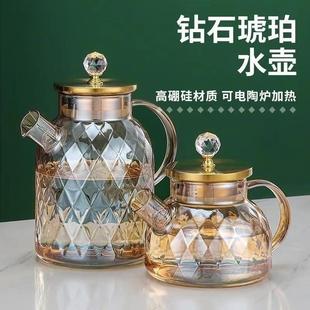厂家供应高硼硅玻璃琥珀凉水壶家用大容量泡茶壶凉白开冷水壶