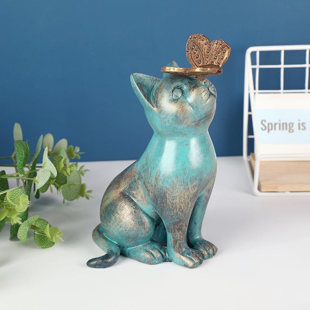 小蝴庭院蝶装饰家居客厅摆件品树脂工艺品可爱装饰猫户外小猫花园
