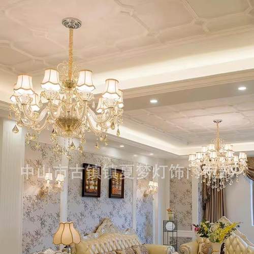 欧式吊灯客厅灯现代简大欧用水475晶别灯法式墅奢华气家卧室餐厅