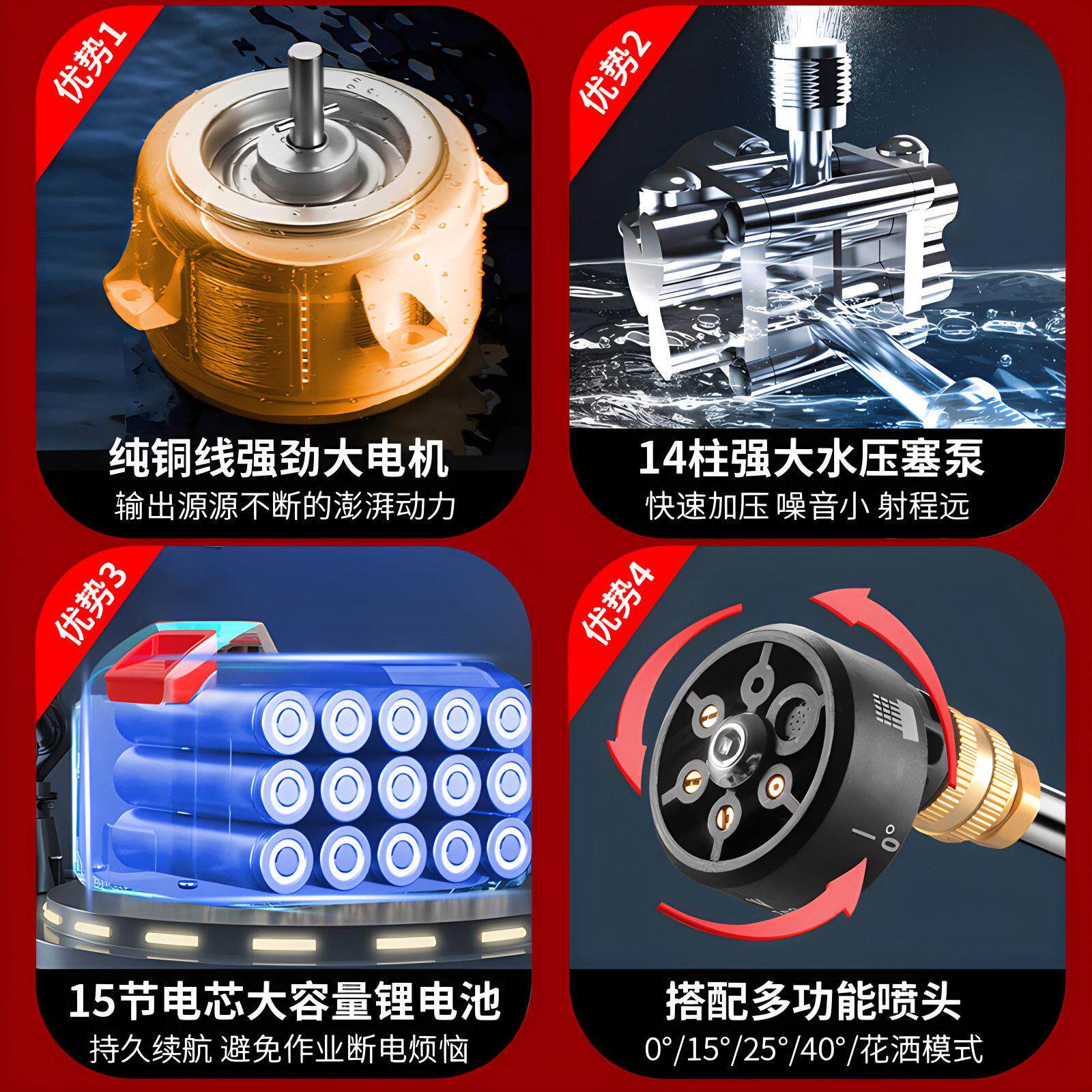 压锂电洗车水枪便携式无线洗车喷水枪全套洗车工具充电式洗车机