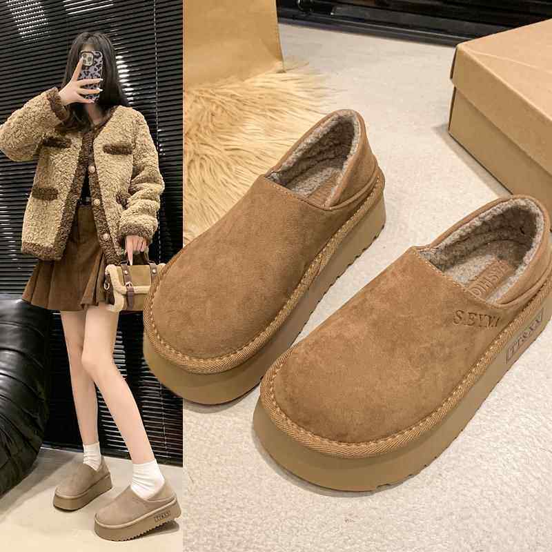 厚底博肯雪地靴女2025新款冬季加绒外穿毛毛勃肯鞋两穿保暖1215r