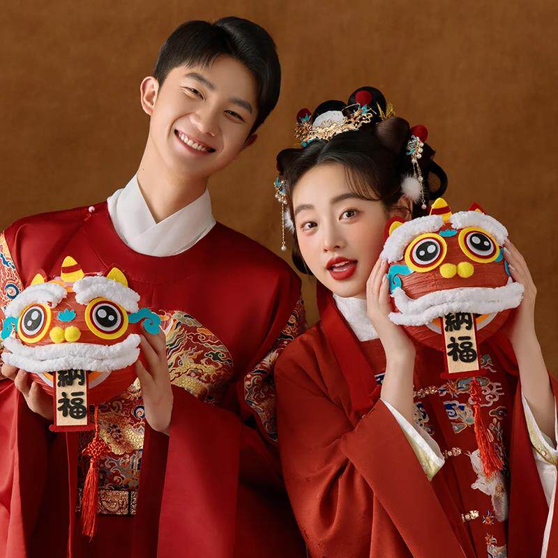 醒狮灯笼新年拍照道具儿童手提发光灯笼手工diy春节元宵氛围装饰图片