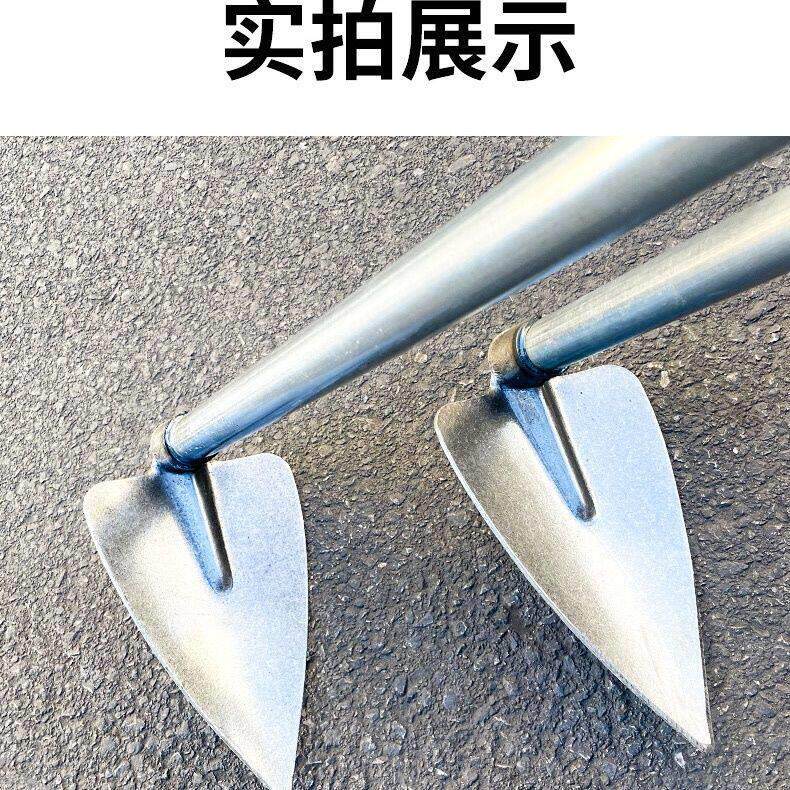 锰钢锻造开沟锄尖嘴农用尖头加厚拉钩起垄分沟三角锄头带长铁柄