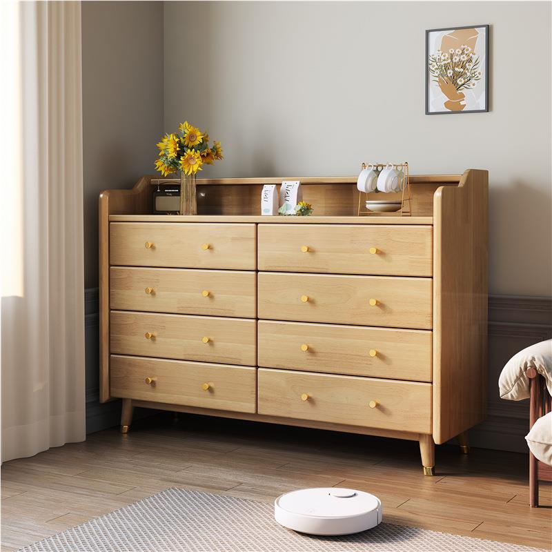 量北欧实木斗柜卧室八斗柜卧室储YF-807、藤编纳柜物柜靠墙实木大