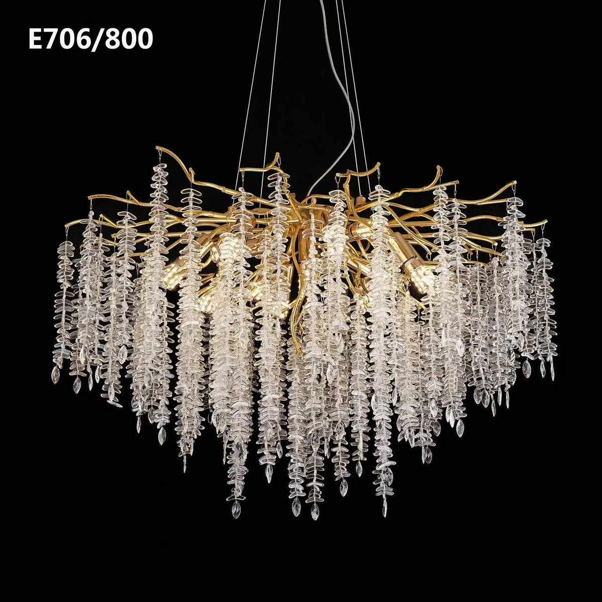 法式奢华轻奢水晶灯简约客厅大气吊灯复式楼美式树枝批发水晶圆形