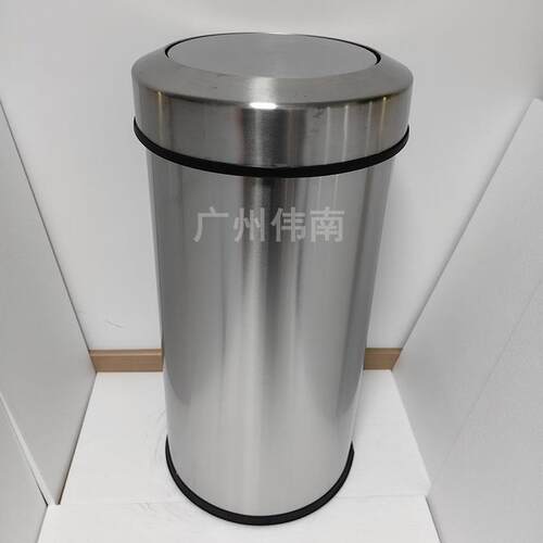 大容量翻盖直投垃圾桶商用大厅商场酒店港式圆形翻盖不锈钢果皮桶