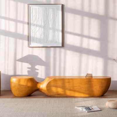 展厅休息凳户外原木艺术长条凳电视柜创意实木长凳木墩酒店民宿