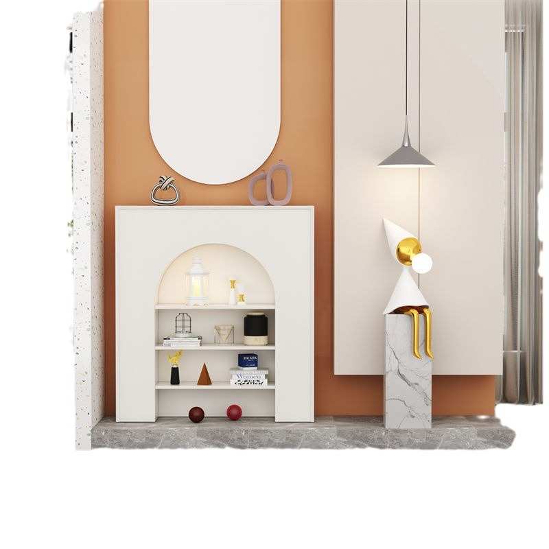 法式客厅仿真壁炉直播间装饰柜北欧白色展示玄关柜美式置物架简约