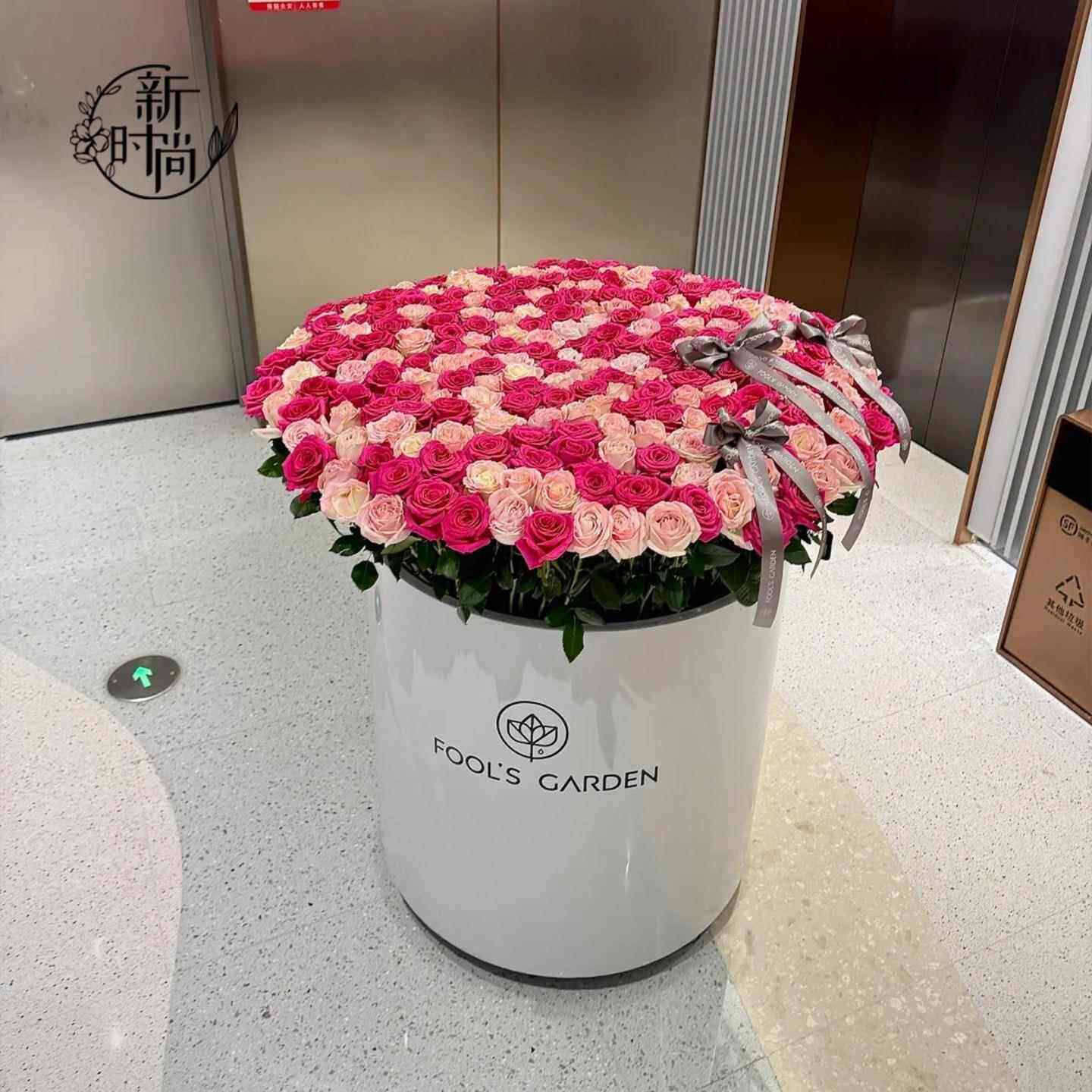 七夕情人巨型超大带轮玫瑰花桶结婚婚庆场景布置摆件花店花艺材料