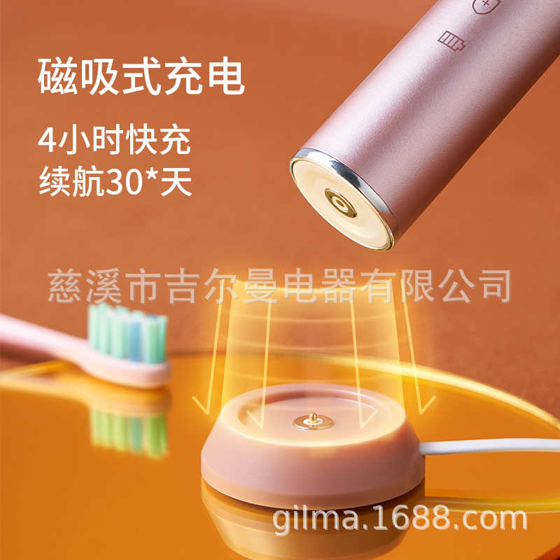 铂瑞BR-X5磁吸式底座5档磁悬浮软毛水洗声波电动牙刷礼品跨境