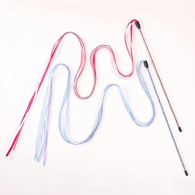 Interactive Cats Toys Long Satin Ribbon Cat Teaser Rod Toy K