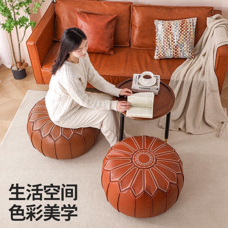 皮墩墩收纳旧衣服填充凳卧室客厅家用可坐坐墩杂物收纳凳子储物凳
