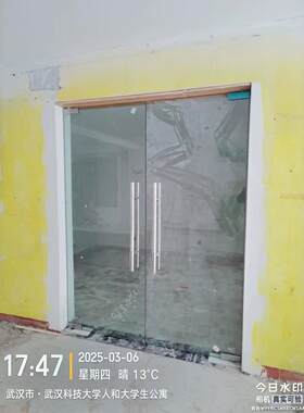 武汉厂家加工安装双玻百叶隔断钢化玻璃门不锈钢玻璃门地弹簧门