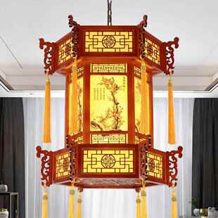 中式仿古宫灯客厅大堂茶楼酒楼博物馆寺院庙宇装饰全实木灯具吊灯