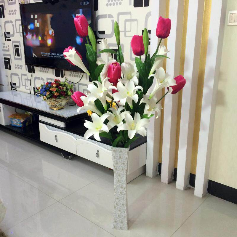 正品香水百合饰仿真花束摆 客厅落地装燥假花设 优质绢花干花郁金