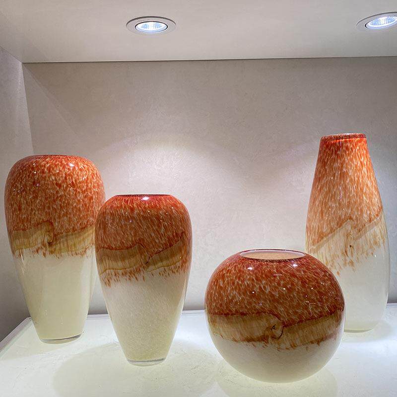 艺术琉璃花瓶摆件现代轻奢客厅电视柜玄关隔断柜花器装饰品玻璃瓶